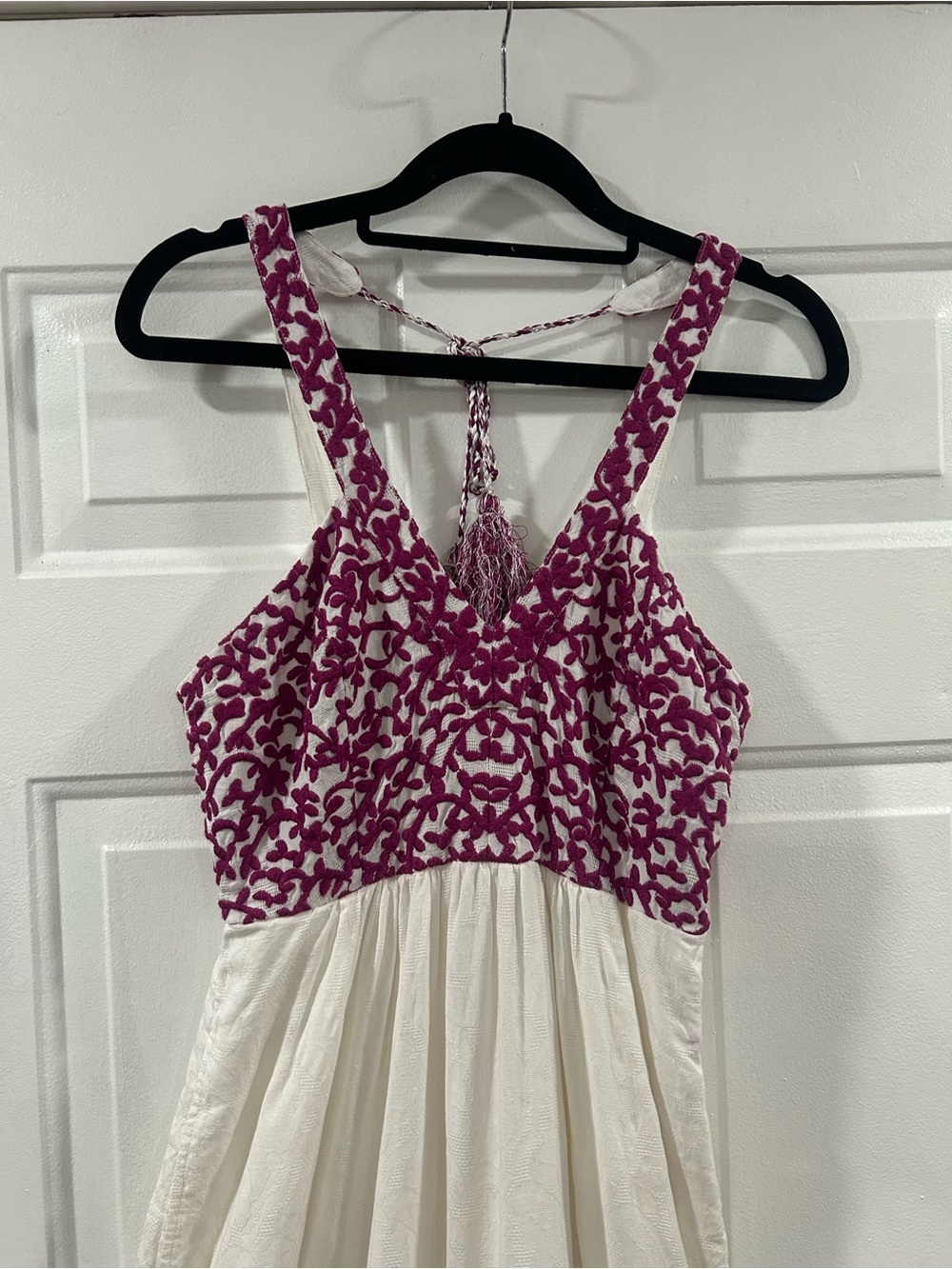 Anthropologie White Maxi Dress with Pink Embroidered Bodice - Picture 3 of 12